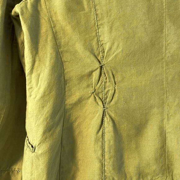 J.Jill vintage linen detailed green jacket blazer with top stitch & pockets MP P - Picture 10 of 14